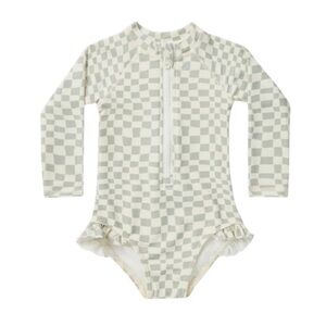 Rylee + Cru Seafoam Checkered Swimsuit